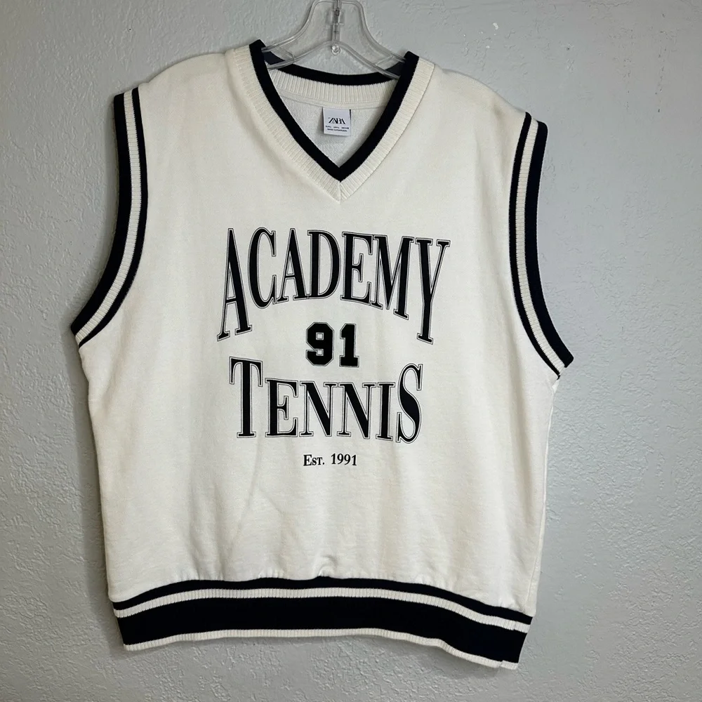 ZARA Knit Sweater Vest V-Neck Sleeveless White Size L - Picture 8 of 8